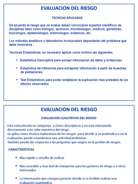 Clase 2 Evaluación De Riesgos S Pdf Estadísticas Riesgo