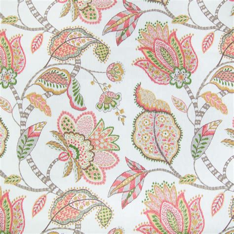 Harvest Pink Floral Linen Upholstery Fabric