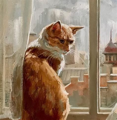 Картина с котом на окне