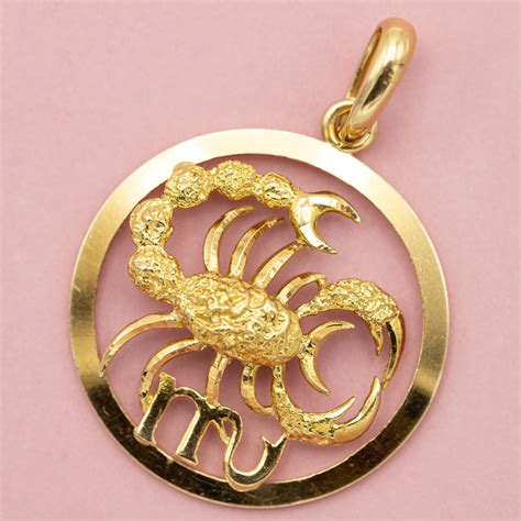 Xl Large 18k Zodiac Charm Pendant Scorpio Medallion Solid Yellow Gold For Sale At 1stdibs