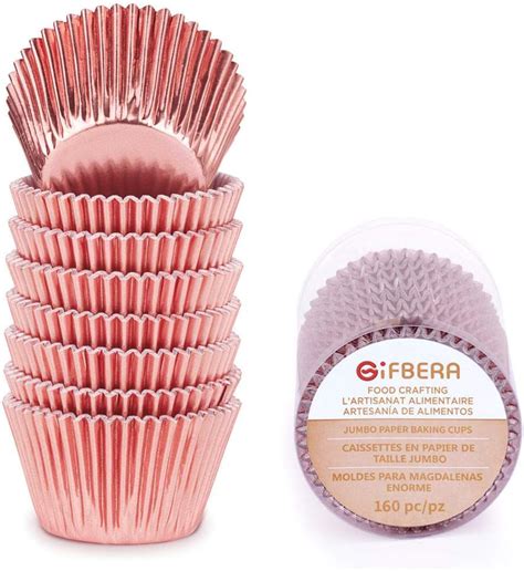 Amazon Gifbera Jumbo Metallic Rose Gold Foil Cupcake Liners Molds