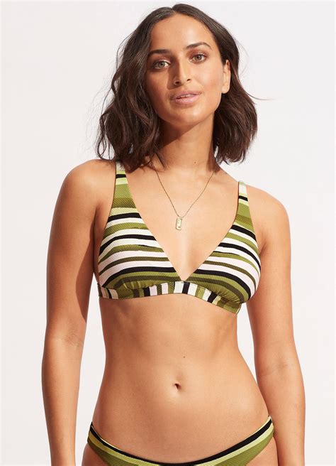 Seafolly Sun Stripe Longline Tri With Hipster Avocado Lingerie And