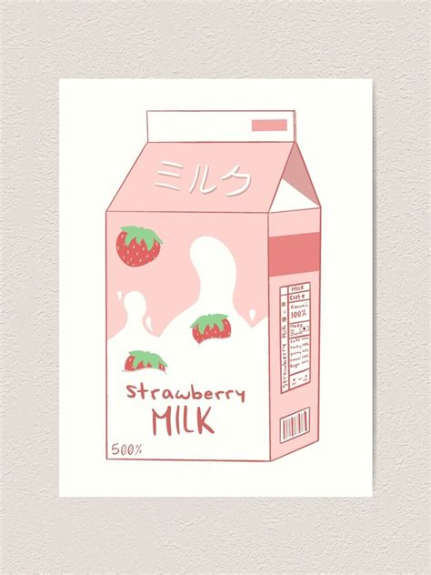 Strawberry Milk Carton Art Print For Sale By Projectwardrobe Redbubble