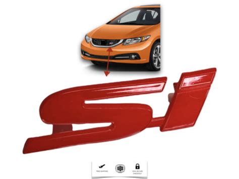 Fits Honda Civic SI Type 2Dr 4Dr Front Grill Logo Badge NEW LOGO Red Si