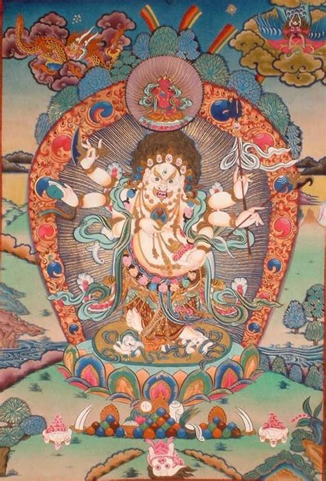 White Mahakala Buddist Kathmandu Valley Thangka Painting Eastern Art