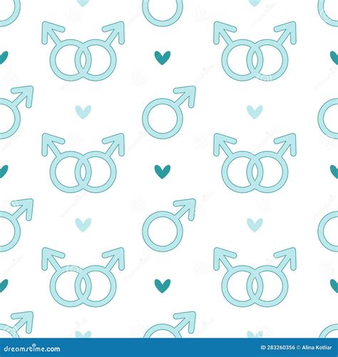 Male Gender Symbols Seamless Pattern Lgbtq Community Gay Vector Illustration In Flat Style