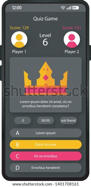 Online Quiz Game Smartphone Interface Vector Stock Vector Royalty Free