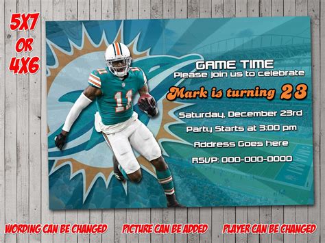 Miami Dolphins Digital Invitation Party Reunion Birthday Etsy