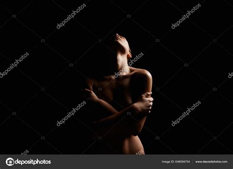 Nude Woman Silhouette Dark Beautiful Naked Body Girl Stock Photo EugenePartyzan 646094704