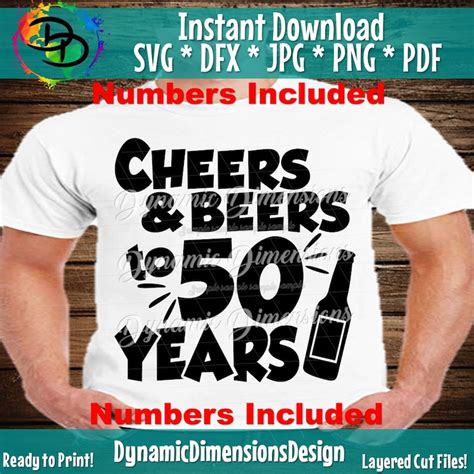 Cheers And Beers To 50 Years SVG 50th Birthday Fifty Etsy