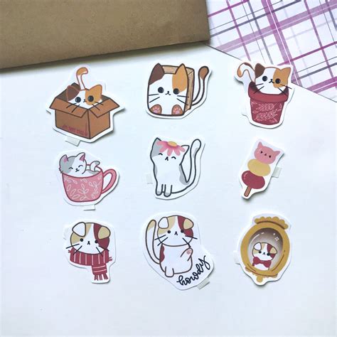 Curious Cats Sticker Pack X Cute Cat Stickers Aesthetic Etsy