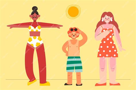 Premium Vector Illustrated Flat People With A Sunburn