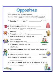 Opposites Esl Worksheet By Elaineabela