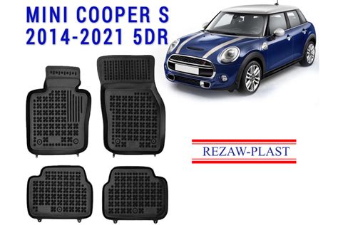 Rezaw Plast Rubber Floor Mats Set For Mini Cooper S 2014 2021 5DR Black