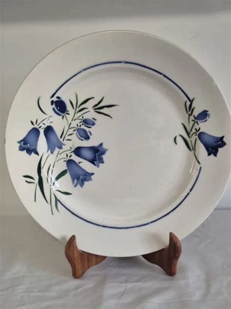 ANCIEN PLAT FAÏENCE A Déterminer Motifs Fleurs Bleues Clochette EUR 12