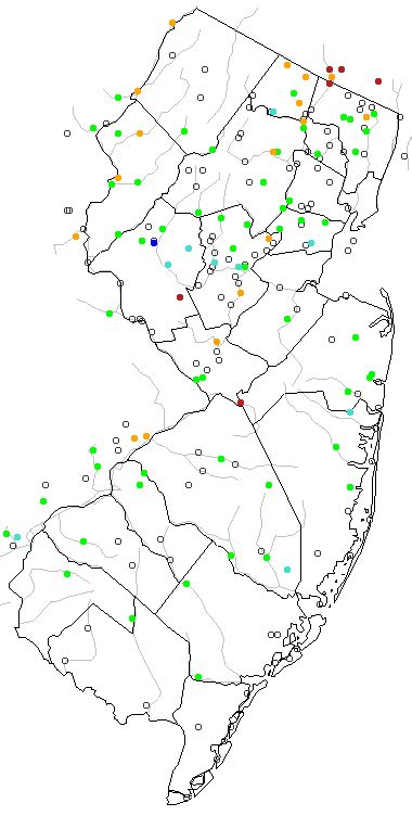 Map of New Jersey Lakes, Streams and Rivers