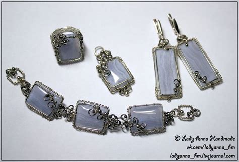 Голубые агаты в серебре | Бижутерия из проволоки, Металлические ...