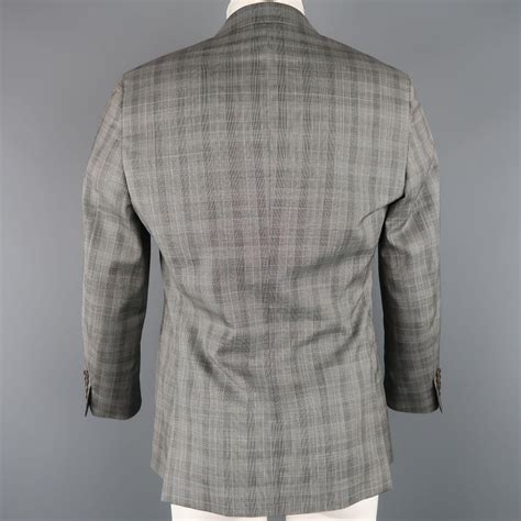 John Varvatos 36 Grey Plaid Wool Peak Lapel Sport Coat For Sale At 1stdibs