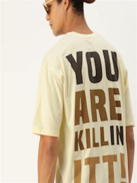 Buy Kook N Keech Typography Printed Drop Shoulder Sleeves Pure Cotton Oversized T Shirt