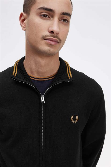 Buy Fred Perry Classic Zip Through Cardigan Black Scandinavian