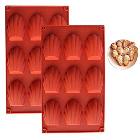 Lot de 2 moules à madeleines en silicone anti adhésif en forme de