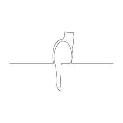 Continuous Line Sitting Cat Cat Bun New Royalty Free Vector