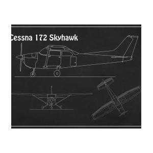 Cessna Skyhawk Airplane Blueprint Drawing Plans Ad Poster By