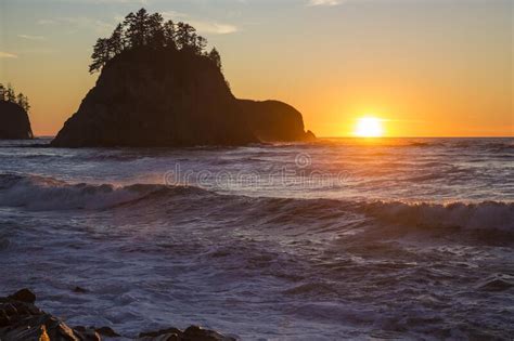 Sunset at Rialto Beach - Olympic National Park Stock Photo - Image of ...