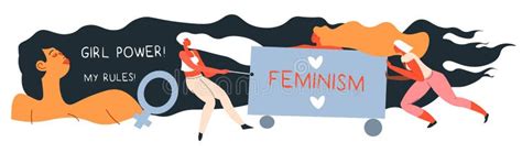 Feminist Movement And Protests Against Inequality Stock Illustration