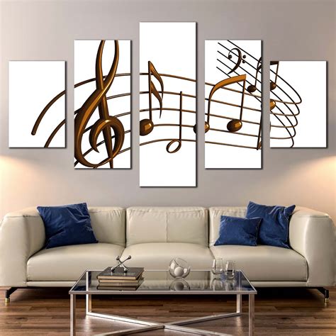 Abstract Music Canvas Wall Art, White Modern Isolated Music Notes 5 Pi ...