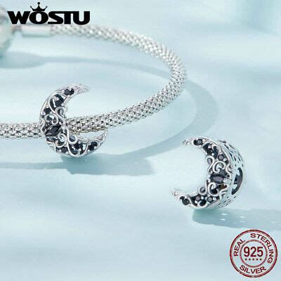 Wostu 925 Sterling Silver Fashion Dark Night Moon Bracelet Charm Bead