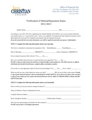 Fillable Online Jarvis Verification Of Marital Separation Status