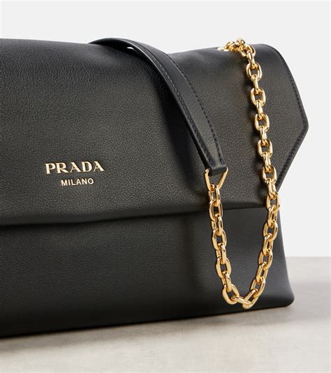 Medium Leather Shoulder Bag In Black Prada Mytheresa