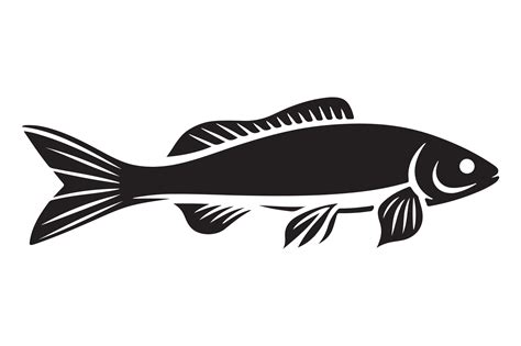 Elegant Black Silhouette Fish Icon For Fisheries Logo Vector