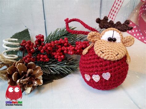 Crochet Pattern Moos Or Reindeer On A Bauble Amigurumi Pdf File By