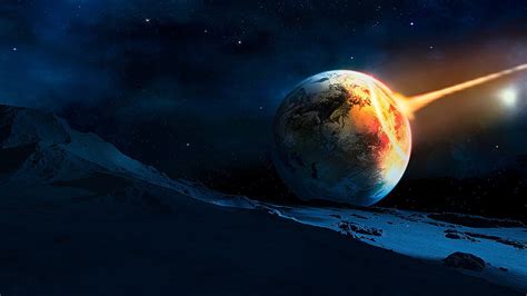 HD wallpaper: Sci Fi, Planet, Destruction, Earth, Meteorite, Moon ...