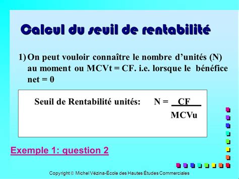 Ntroduire Imagen Formule Seuil De Rentabilit En Valeur Fr