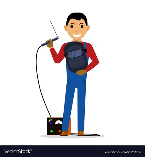 Cartoon welder with a welding machine Royalty Free Vector