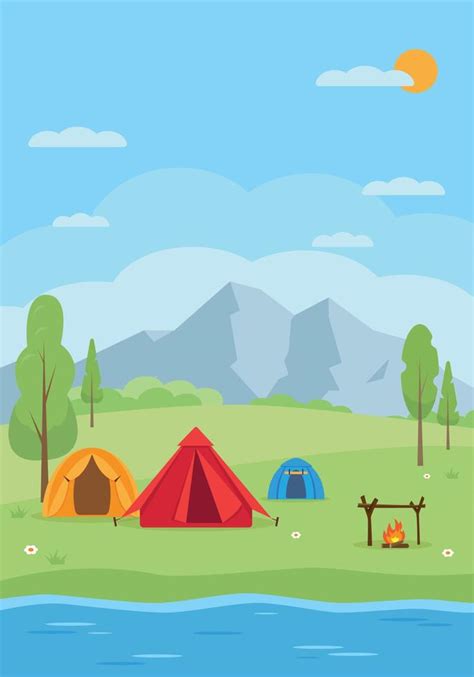 Summer Camping Landscape Travel Expedition Explore Vertical Banner