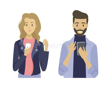 People Holding Phone Using Gadget App Vector Stock Vector