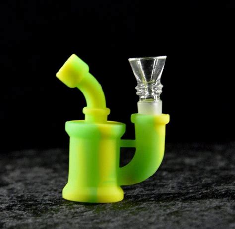 Mini 3 5 Silicone Hand Bubbler Pipe W Glass Bowl