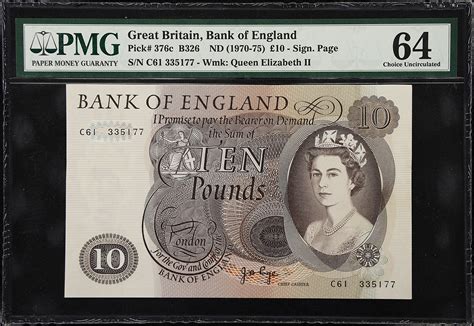 GREAT BRITAIN Bank Of England 10 Pounds ND 1970 75 P 376c B326