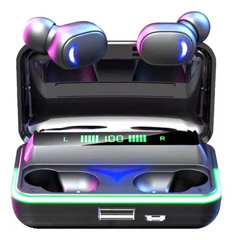 Auriculares in ear gamer inalámbricos AirTwins TWS A6 E10 negro con luz