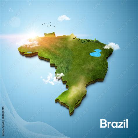 Realistic D Map Of Brazil Ilustra O Do Stock Adobe Stock