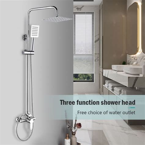COD FOJO304 Stainless Steel 4 In 1 Hot And Cold Square Matte Black Shower Set With Faucet