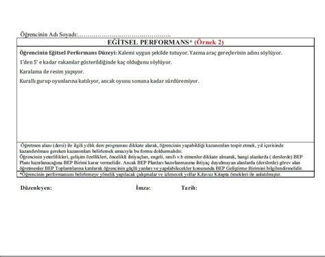 Eğitsel Değerlendirme Formu Doldurulmuş Örneği Egitimhane Çeşitli