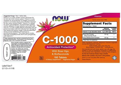 Now Foods Vitamin C 1000 With Rose Hips Bioflavonoids 100tabs Dna