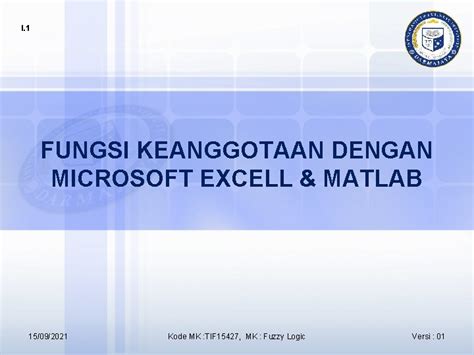 I 1 Fungsi Keanggotaan Dengan Microsoft Excell Matlab