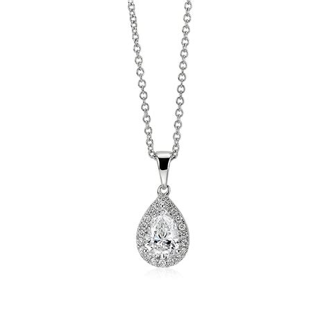 Pear-Cut Diamond Halo Pendant in 14k White Gold (3/4 ct. tw.) | Blue Nile