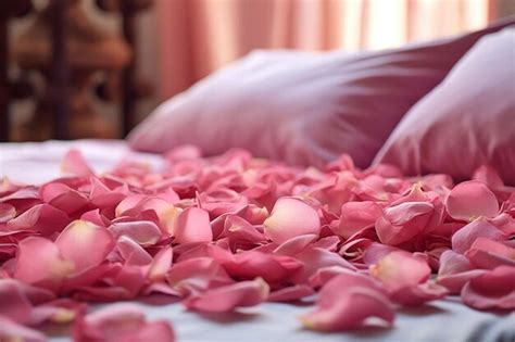 Premium Photo Red Rose Petals On The Bed